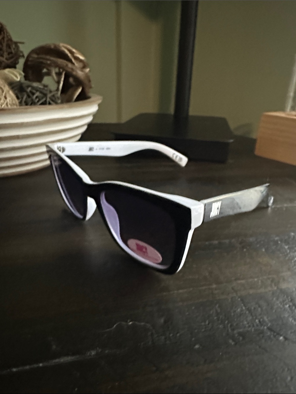 Juicy Couture Black and White Isaac Wayfarer Sunglasses